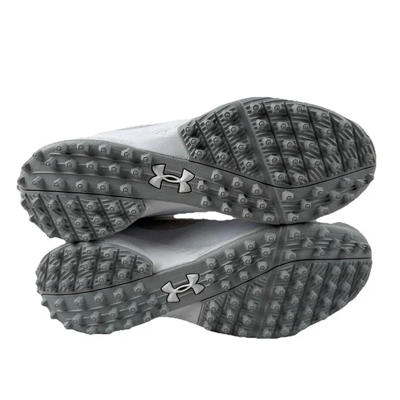 Under Armour Command TF Turf Lacrosse Shoes 3028152-100 White Gray Men's 9.5 New